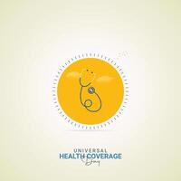 graphic of Universal Health Coverage Day good for national Universal Health Coverage Day celebration. flat design. flyer design.flat illustration. vector