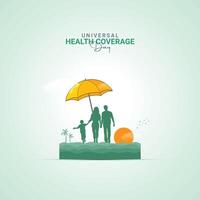 Universal Health Coverage Day, Design for social media post. 3D Illustration. vector