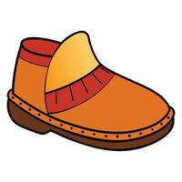 An orange boot with a red trim vector