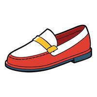 A red and white shoe with a gold buckle vector