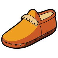 An orange shoe with a brown sole vector
