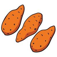 Three sweet potatoes on a white background vector