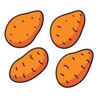 Four sweet potatoes are shown in a row vector