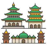 China architecture icon set illustration vector
