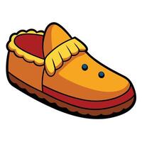 An orange shoe with a blue and yellow trim vector