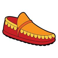 A cartoon shoe with a red and yellow trim vector