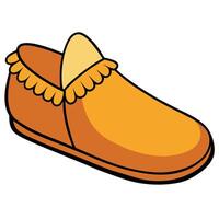 An orange shoe with a fringed sole vector
