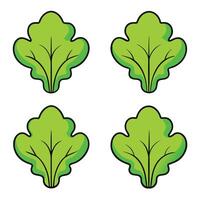 A set of four green leaves on a white background vector