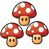 Three red and white mushrooms with white dots vector