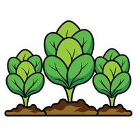 A cartoon illustration of three green plants growing in the ground vector