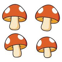 Four different mushroom shapes with different sizes vector