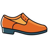 An orange shoe with a black sole vector