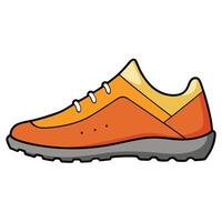 An orange and gray shoe with a yellow sole vector