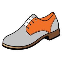 An orange and gray shoe with a white sole vector