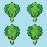 A set of four green leaves on a blue background vector