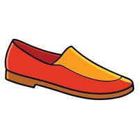 A red and yellow shoe with a yellow sole vector