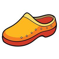 A cartoon clog shoe with red and yellow soles vector