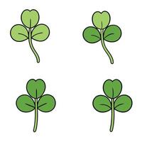Four leaf clover icon set illustration vector