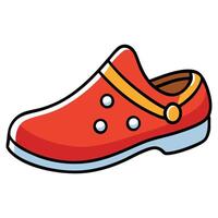 A red clog shoe with a yellow buckle vector
