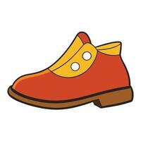 A red and yellow shoe with a button on the side vector
