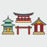 Japanese architecture illustration vector