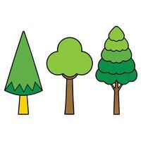Three trees with different colors and sizes vector