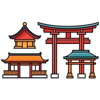 Japanese tori gate illustration vector