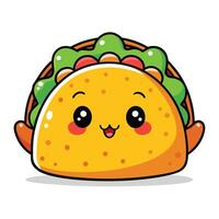A cartoon taco with a smile on its face vector