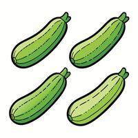 A set of four cucumbers on a white background vector