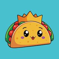 A cartoon taco with a crown on it vector