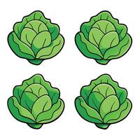 A set of four green cabbage leaves vector
