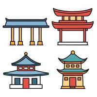 Four different types of chinese architecture vector