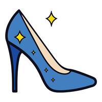 Blue high heel shoe with stars on the side vector