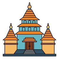 An illustration of a temple with two towers vector