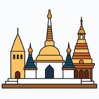 A drawing of a temple with a spire vector