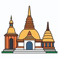 The golden pagodas are in the middle of the building vector