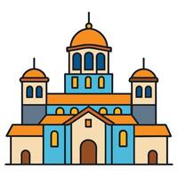 A church icon with two domes and a tower vector
