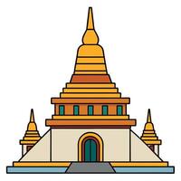 A temple with a golden roof and a tower vector