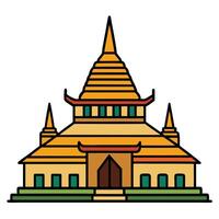 A building with a golden roof and a green roof vector