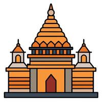 An illustration of a temple in orange and brown vector