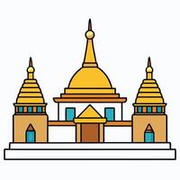 A golden temple with two domes on top vector