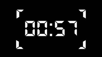 1 minute display Animation timer counting down minutes and seconds with Black Background video