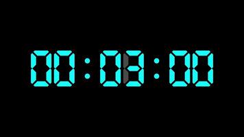 Colorful Digital countdown timer one hour animation from 0 second to 1 minute video