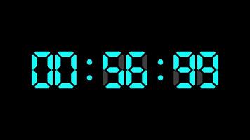 Colorful Digital countdown timer one hour animation from 60 seconds to 0 second video