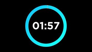 Rounded circle countdown timer 2 minutes animation on Black Background video