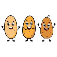 Three potatoes with different expressions and gestures vector