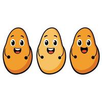 Three potatoes with different expressions on a white background vector