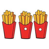 French fries in red containers illustration vector