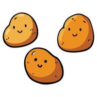 Three potatoes with faces and smiles vector