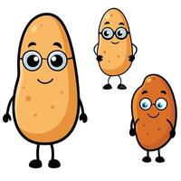 Potato cartoon characters with glasses and eyes vector